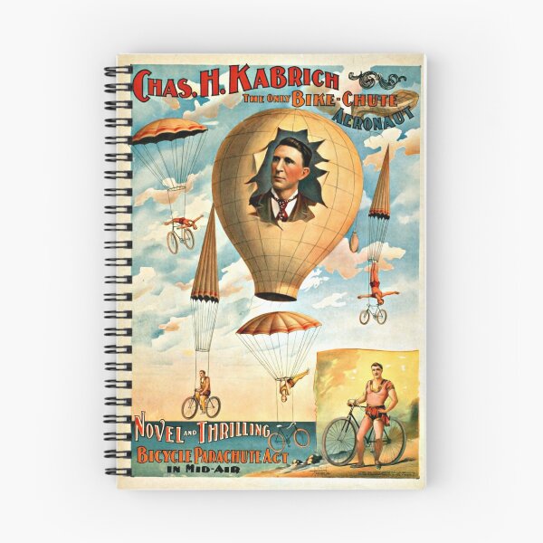 Item preview, Chas. H. Kabrich, the only bike-chute aeronaut novel and thrilling, bicycle parachute act in mid-air (1896) designed and sold by PromoteProgress.