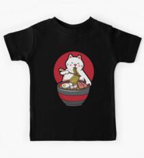 Camiseta para niños Camiseta linda del gato del animado de Kawaii del regalo de los tallarines de Ramen