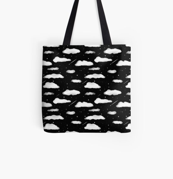 Shooting Stars - Black All Over Print Tote Bag