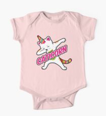 Caticorn - lustiges tupfenes Einhorn Katze Baby Body Kurzarm