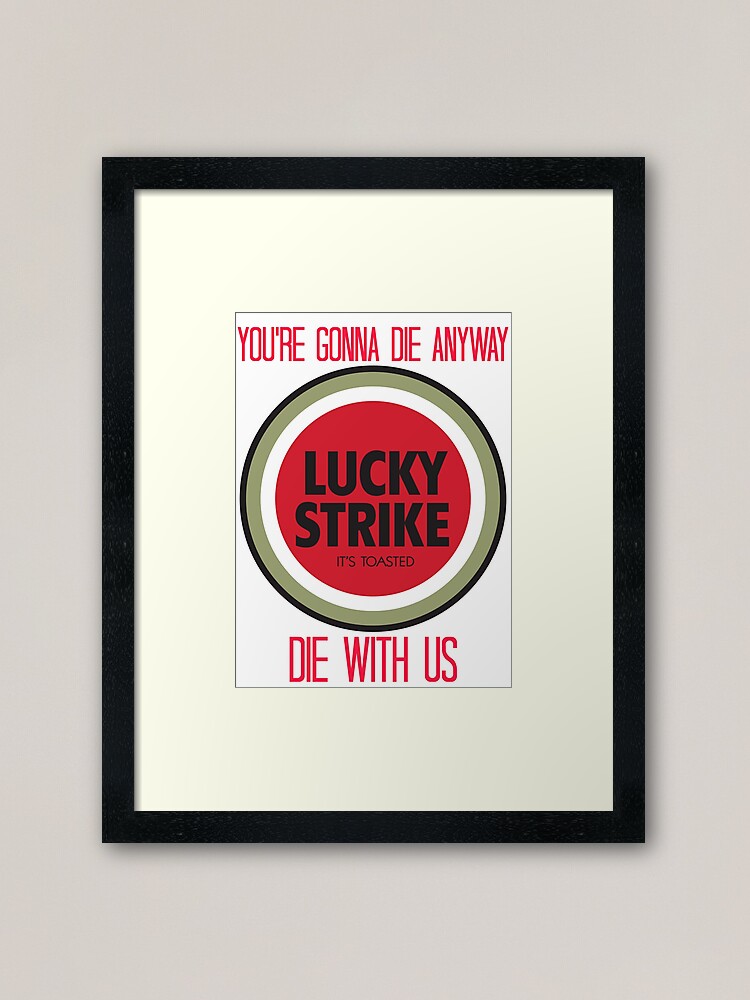 mad men lucky strike ad - red text Framed Art Print for Sale by froodle