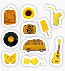 Yellow Hippie Retro Summer Vibes - Sticker Sheet Collection Bundle Pack Sticker