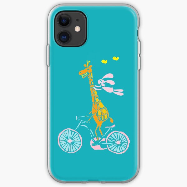 Bunny going for a ride with Giraffe iPhone Soft Case