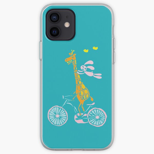 Bunny going for a ride with Giraffe iPhone Soft Case