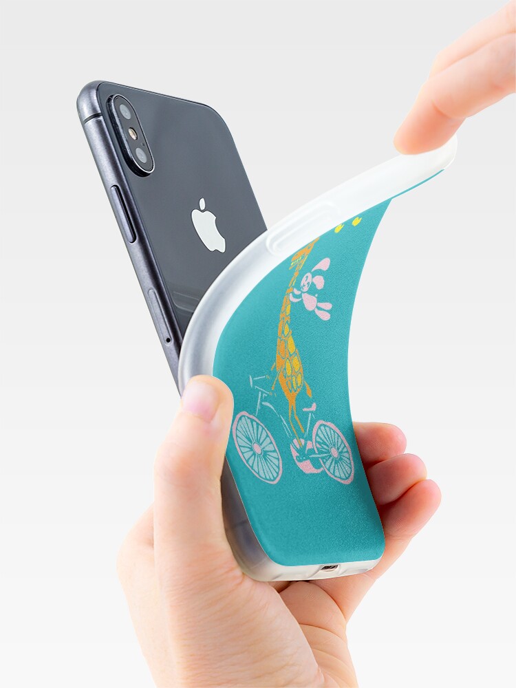 Alternate view of Bunny going for a ride with Giraffe iPhone Case & Cover