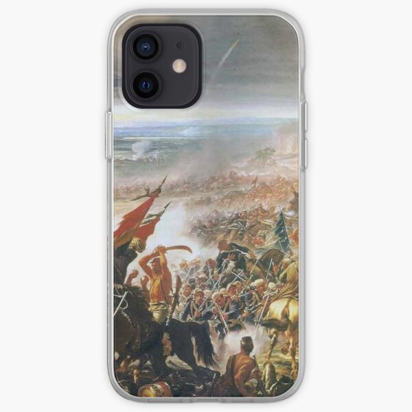 Battle of Tuyutí. #war, #crowd, #weapon, #army, #battle, illustration, painting, people, art, flame iPhone Soft Case