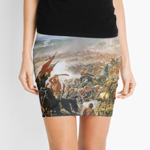 Battle of Tuyutí. #war, #crowd, #weapon, #army, #battle, illustration, painting, people, art, flame Mini Skirt