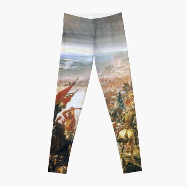 Battle of Tuyutí. #war, #crowd, #weapon, #army, #battle, illustration, painting, people, art, flame Leggings