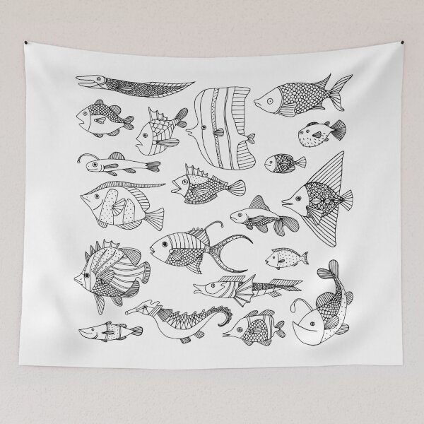 Item preview, Arrangement of doodle fish designed and sold by hannighan.