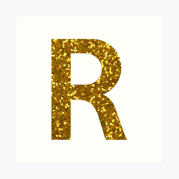 gold letter r gold glitter art print by pascally redbubble