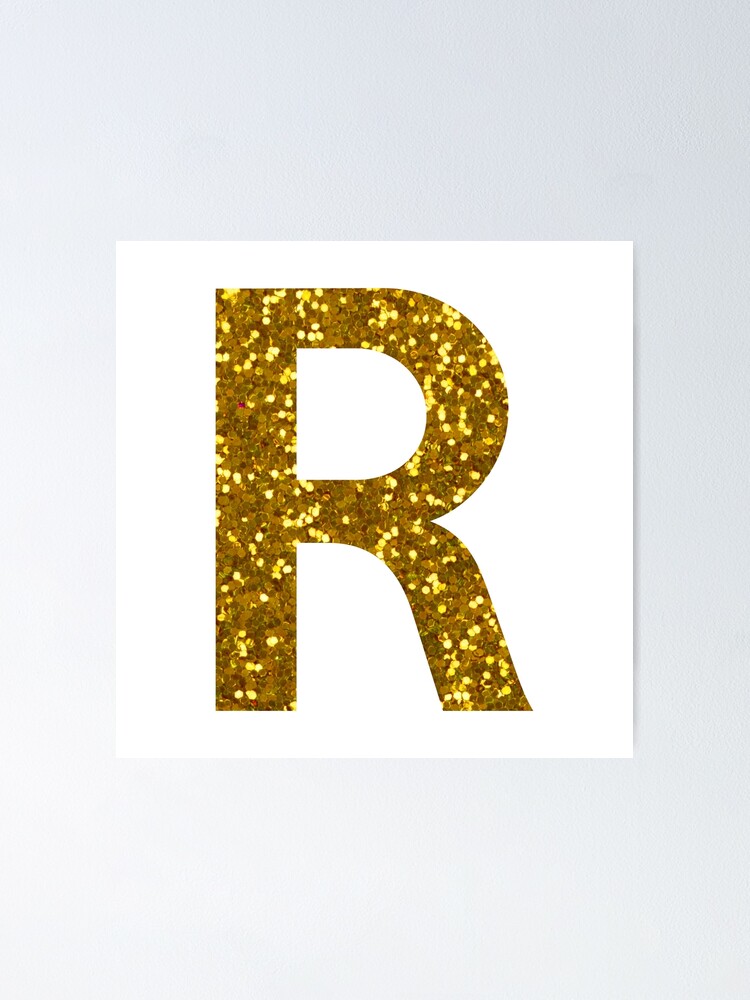 GOLD LETTER R GOLD GLITTER Sticker for Sale by Pascally