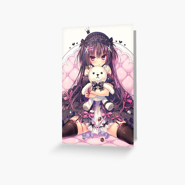 Cute Anime Girl Greeting Cards Redbubble - adorable blonde haired anime girl winter roblox
