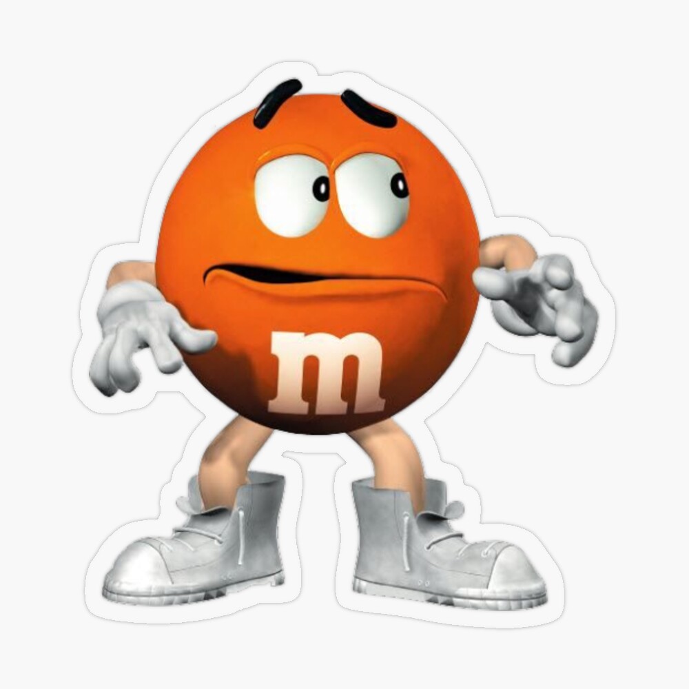 Orange M&M Sticker for Sale by memetrashpepe