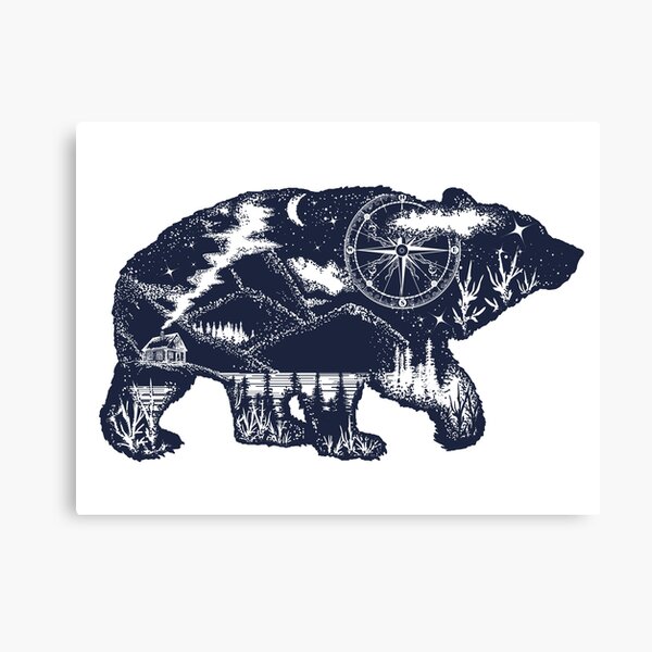 Bear double exposure Canvas Print