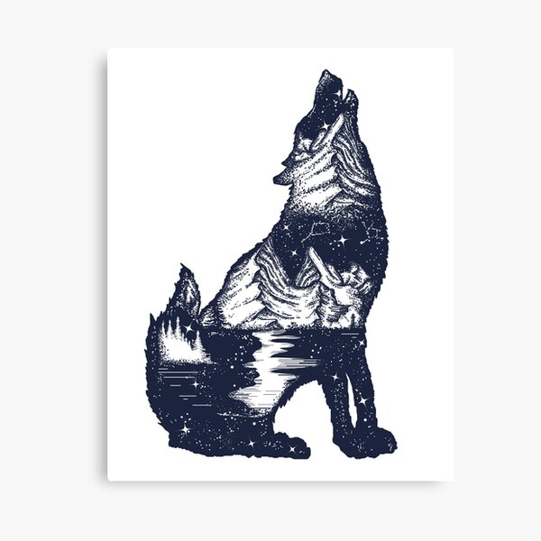 Wolf double exposure Canvas Print