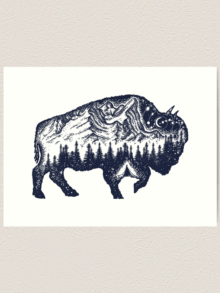 Premium Vector | Tribal bison head logo tattoo design stencil vector  illustration