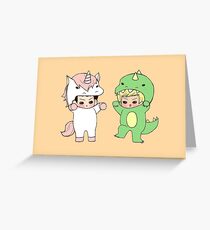 Dinosaurs vs. Unicorns Greeting Card