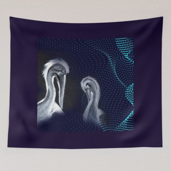 Item preview, birds bird crane two partner love partnerlook feathers painting art generative design points waves beak designed and sold by originalstar.