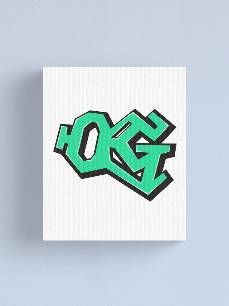 "Graffiti Style Mint Green 'OG' Original Gangsta" Canvas Print for Sale