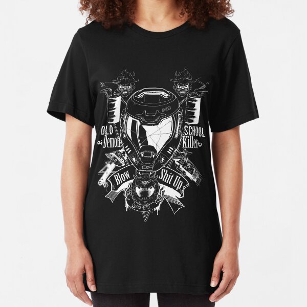 DOOM OLD SCHOOL DEMON KILLER Slim Fit T-Shirt