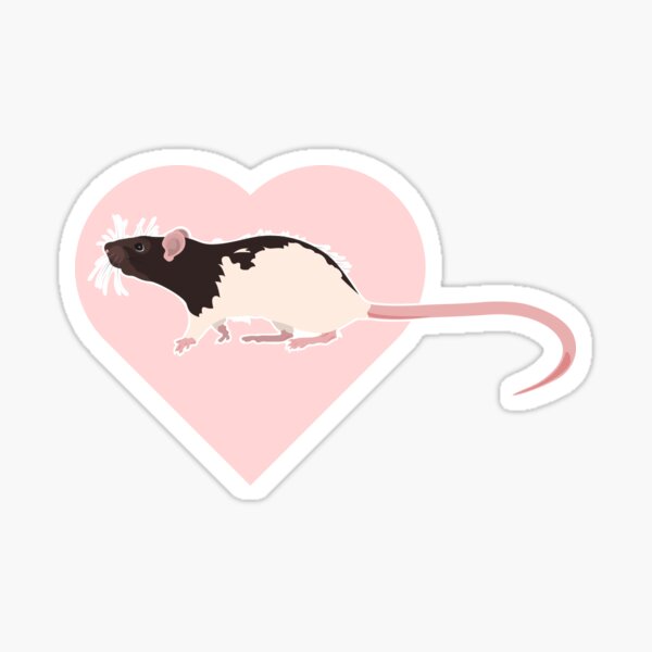 Hooded Rat with heart 2 Sticker
