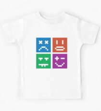 Colourful 8Bit Faces Moods & Expressions Gamers Kids Tee