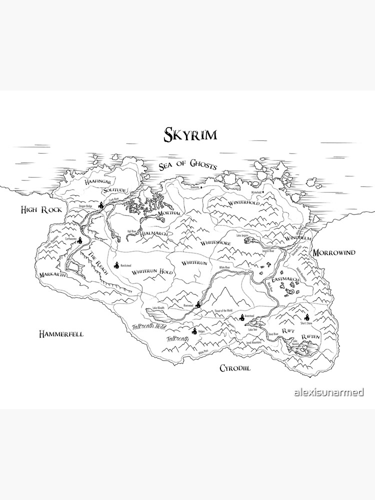 Map Of Skyrim White Duvet Cover By Alexisunarmed Redbubble