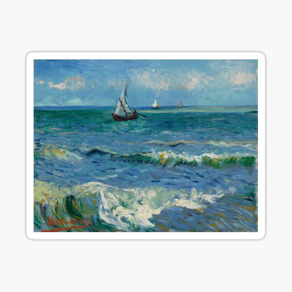 Vista previa del artículo con la obra «Vincent van Gogh, Paisaje marino cerca de Les Saintes-Maries-de-la-Mer, 1888 Pintura», diseñado y vendido por VibrantDesign.