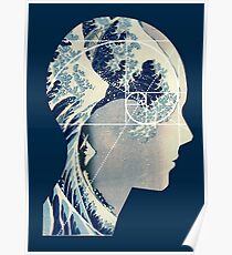 Great Wave, Hokusai Meets Fibonacci in My Head, Vertical Poster