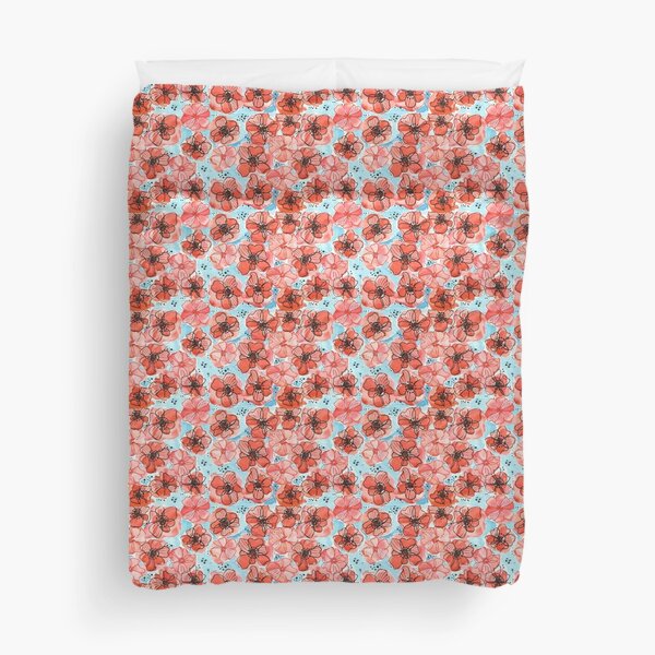 Hand Painted Watercolor Floral Pattern -Dorothy in the Poppy Field Duvet Cover