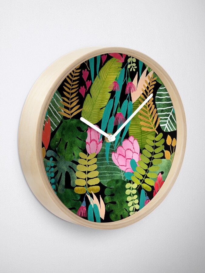Alternate view of Tropical paradise on black Clock