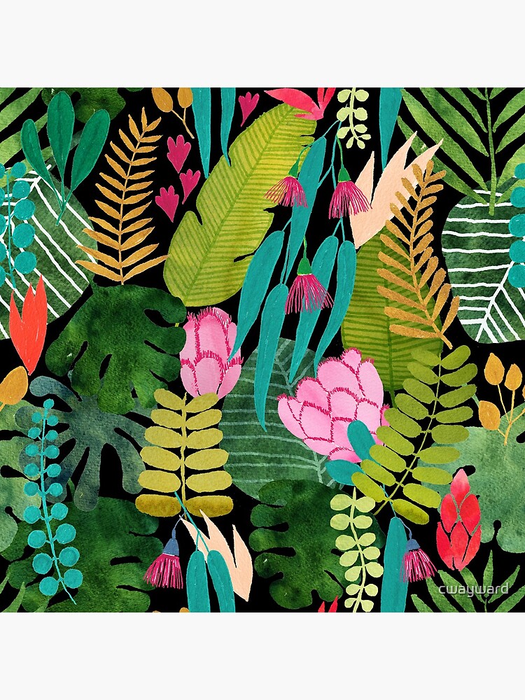 Tropical paradise on black by cwayward
