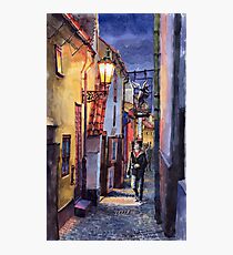 Prague Old Street Golden Line Photographic Print