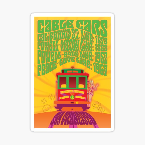 San Francisco - Peace & Love Line Cable Car Sticker