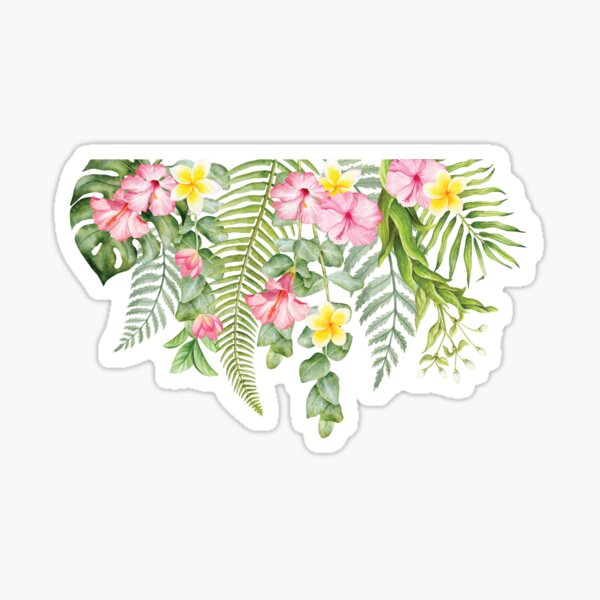 &ldquo;Tropical Flowers Sticker&rdquo; Sticker by sassypastels | Redbubble