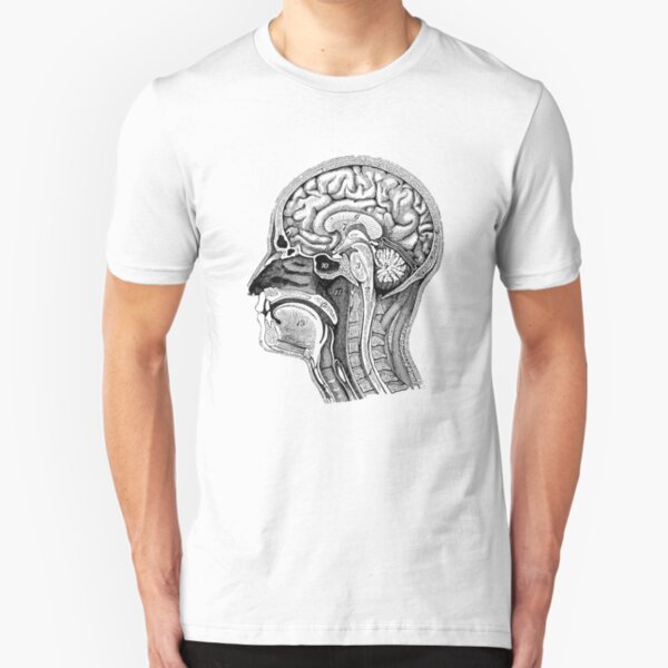 Anatomical Brain Drawing Slim Fit T-Shirt
