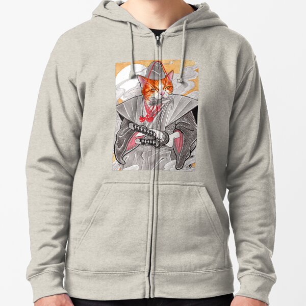 Samurai Cat Zipped Hoodie