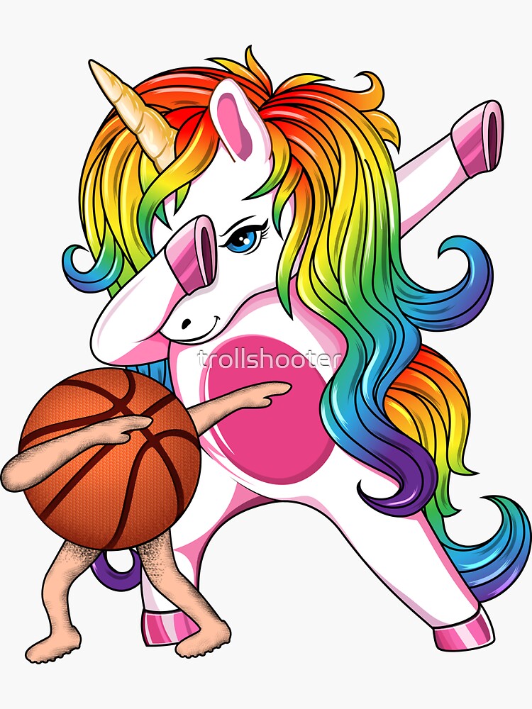 "Basketball Unicorn Dabbing Artwork" Sticker by trollshooter Redbubble