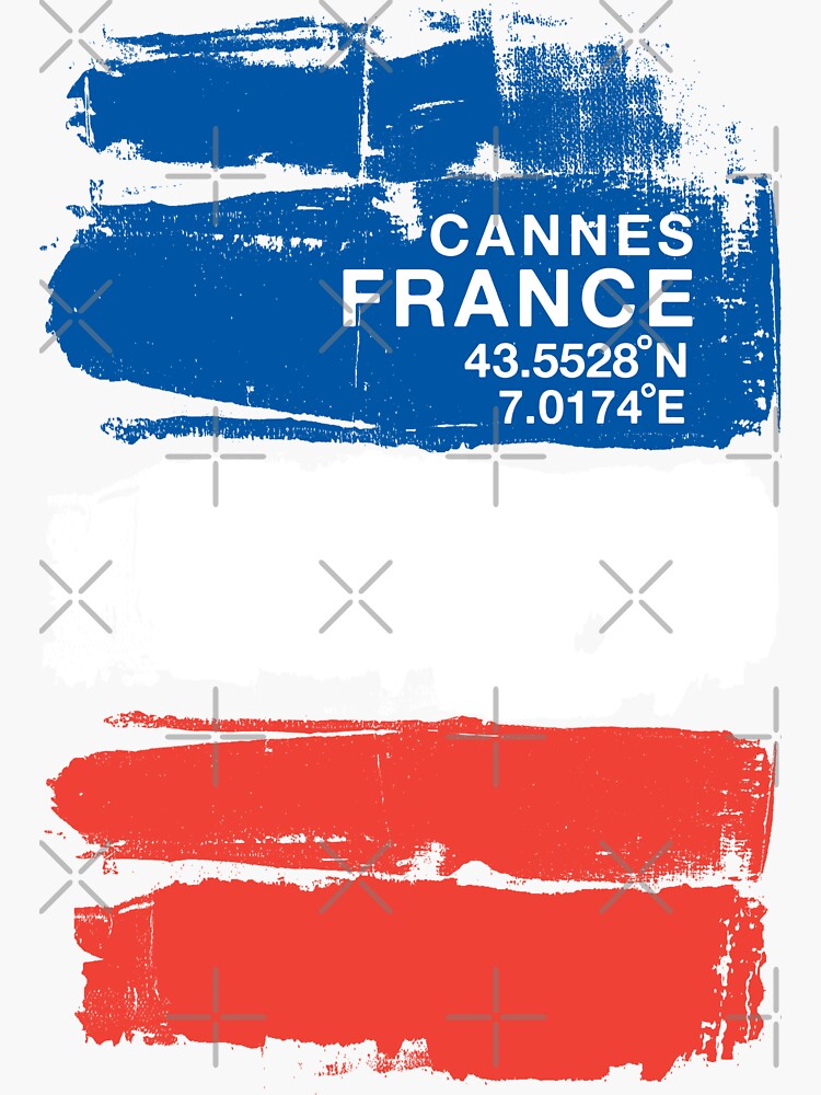 "Cannes France Coordinates Vintage French Art" Sticker for Sale by