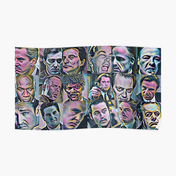 Gangsters classic movies painting Goodfellas Godfather Casino Scarface Sopranos Reservoir Dogs Pulp Fiction Poster