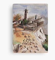 Sheep And a Monastery Canvas Print