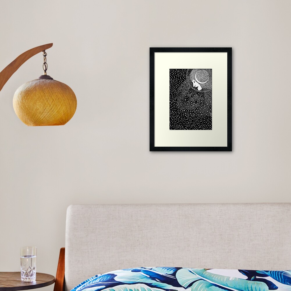 Lady of the Night - white Framed Art Print