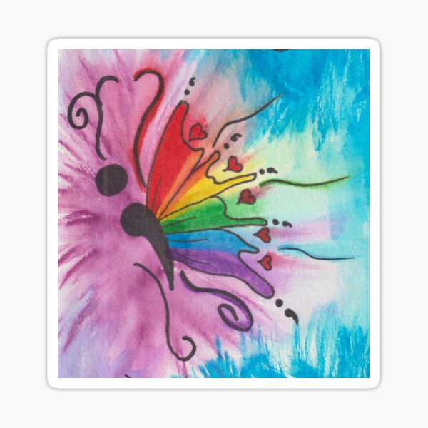Item preview, Rainbow Semicolon Butterfly designed and sold by kudzookeeper.