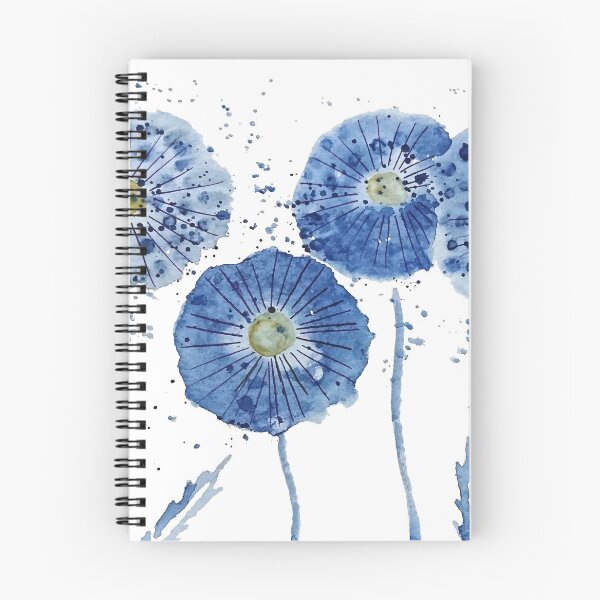 Item preview, hand painted abstract blue indigo dandelion watercolor  designed and sold by ColorandColor.
