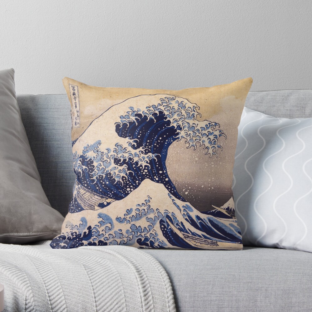 The Great Wave off Kanagawa by Katsushika Hokusai (c 1830-1833) Throw Pillow