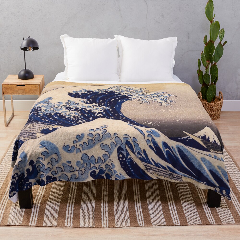 The Great Wave off Kanagawa by Katsushika Hokusai (c 1830-1833) Throw Blanket