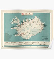 Karte von Island (um 1958) Poster