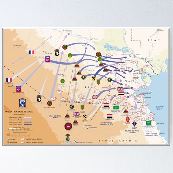 Item preview, Operation Desert Storm Ground Map (Feb 24-28 1991) designed and sold by allhistory.