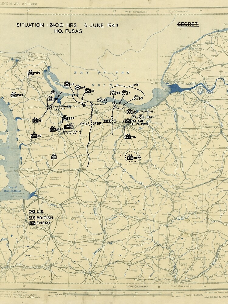 June 6 1944 D-Day World War II Twelfth Army Group Situation Map by allhistory