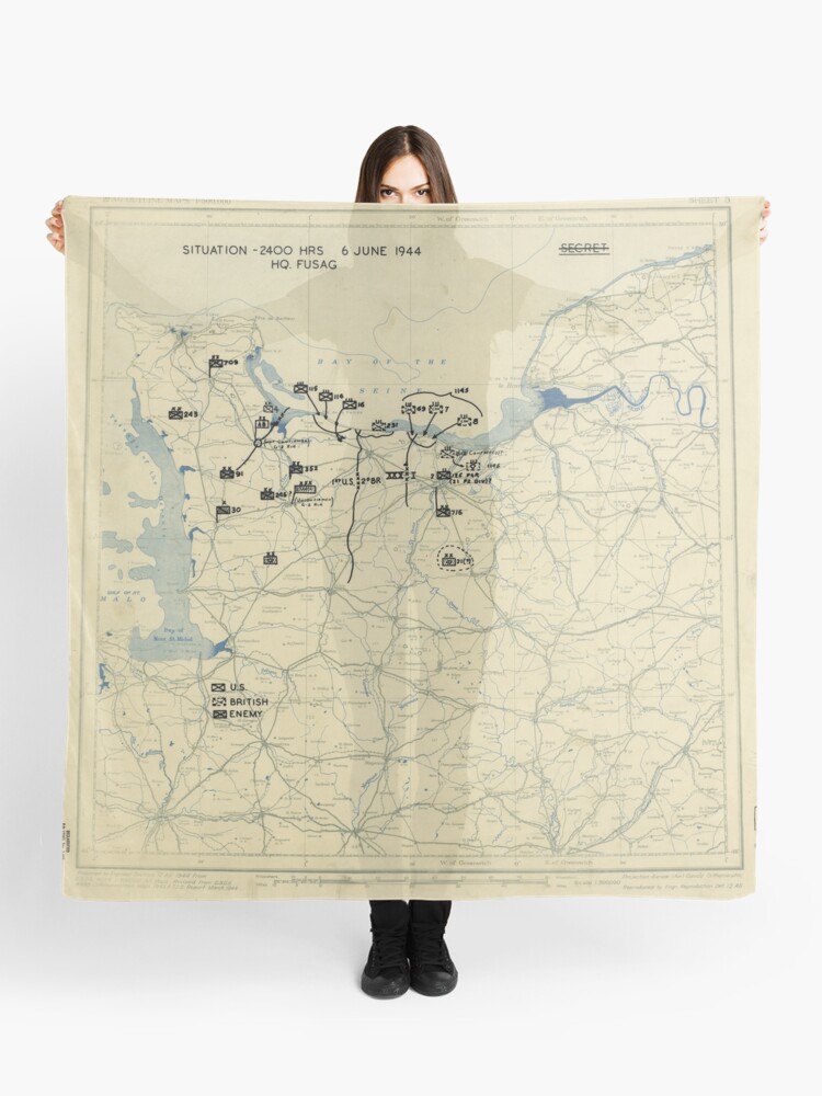 June 6 1944 D Day World War Ii Twelfth Army Group Situation Map Scarf By Allhistory Redbubble